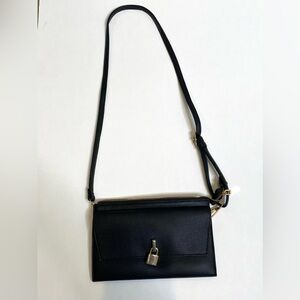Classic Black Crossbody Bag with Gold Accent